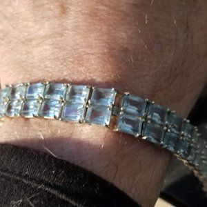 Sterling silver ,Aquamarine tennis bracelet